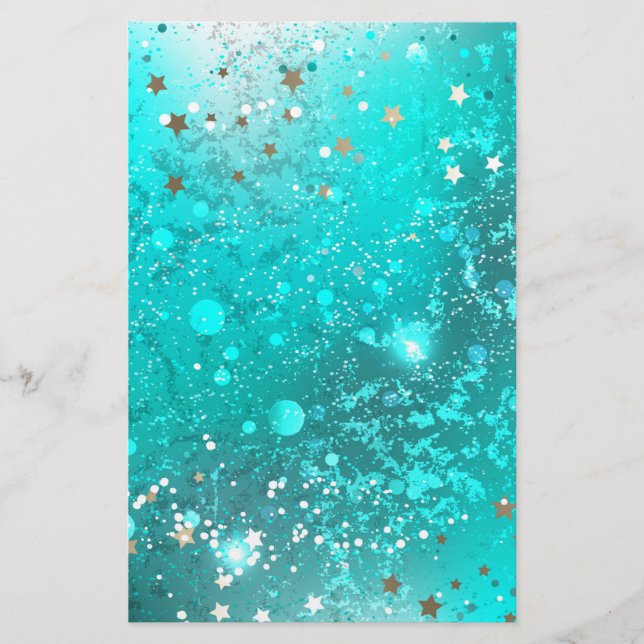 Mint Turquoise Foil Hintergrund Briefpapier (Vorderseite)