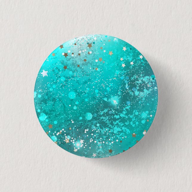 Mint Turquoise Foil Hintergrund Button (Vorderseite)