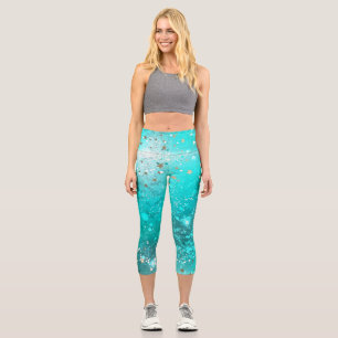 Mint Turquoise Foil Hintergrund Capri Leggings