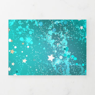 Mint Turquoise Foil Hintergrund Dreifach Gefaltete Karte