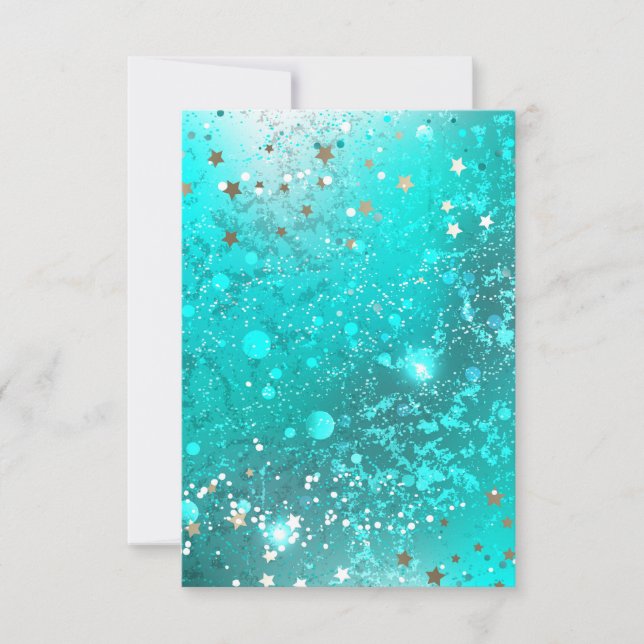 Mint Turquoise Foil Hintergrund Einladung (Vorderseite)