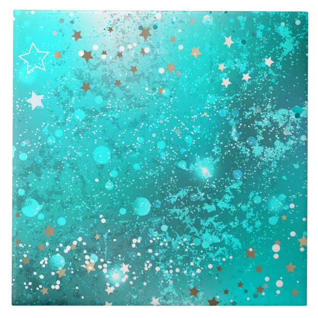 Mint Turquoise Foil Hintergrund Fliese (Vorderseite)