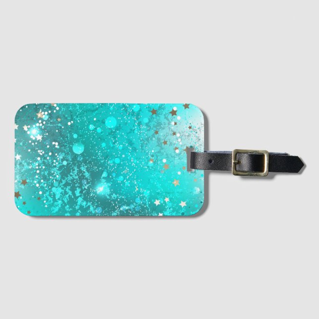 Mint Turquoise Foil Hintergrund Gepäckanhänger (Vorderseite (Horizontal))