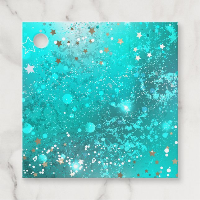 Mint Turquoise Foil Hintergrund Geschenkanhänger (Vorderseite)