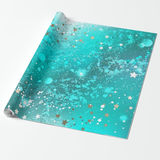 Mint Turquoise Foil Hintergrund Geschenkpapier (Ungerollt)