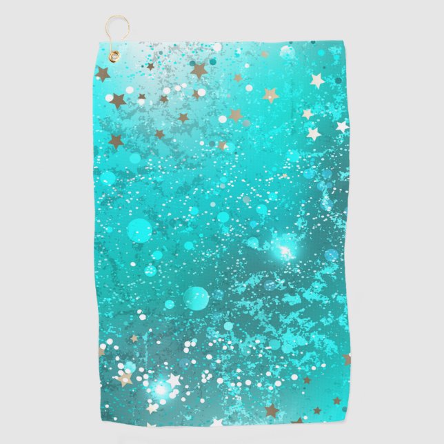 Mint Turquoise Foil Hintergrund Golfhandtuch (Vorderseite)