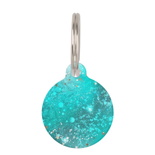 Mint Turquoise Foil Hintergrund Haustiermarke (Vorderseite)
