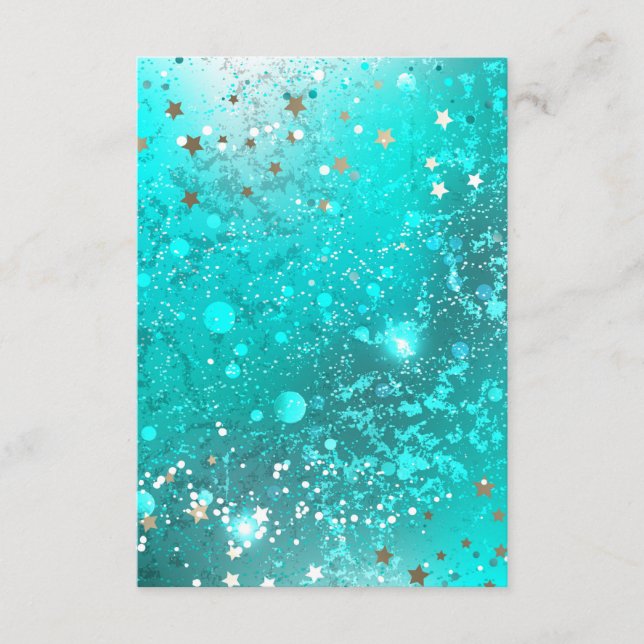 Mint Turquoise Foil Hintergrund Hinweiskarte (Vorderseite)
