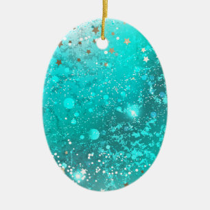 Mint Turquoise Foil Hintergrund Keramik Ornament