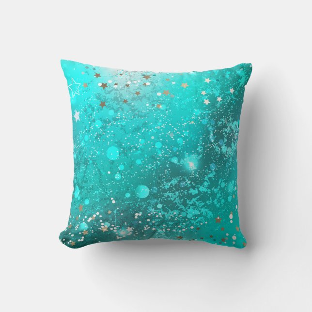 Mint Turquoise Foil Hintergrund Kissen (Vorderseite)
