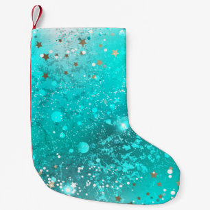 Mint Turquoise Foil Hintergrund Kleiner Weihnachtsstrumpf