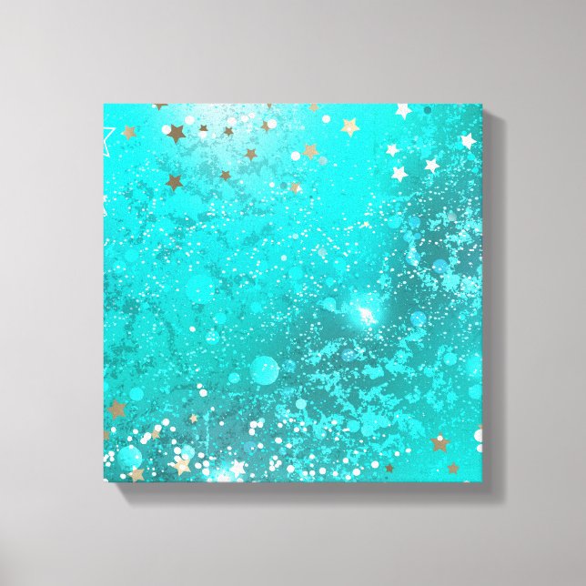 Mint Turquoise Foil Hintergrund Leinwanddruck (Vorderseite)