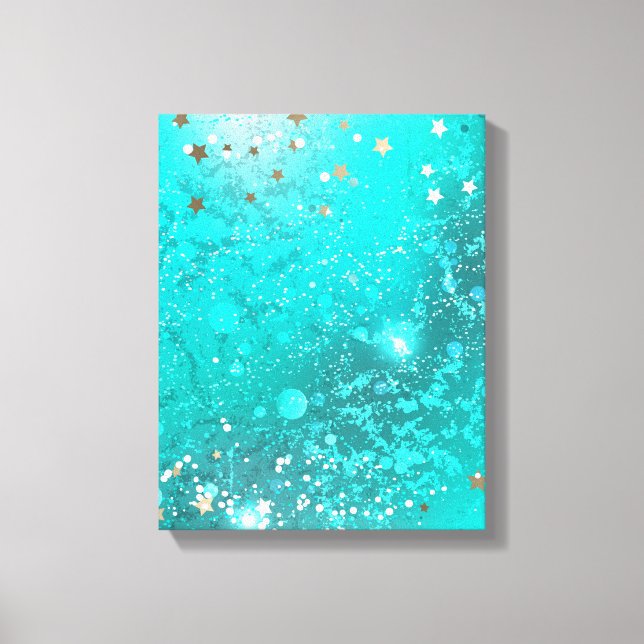 Mint Turquoise Foil Hintergrund Leinwanddruck (Vorderseite)