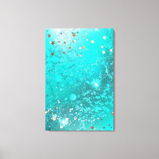 Mint Turquoise Foil Hintergrund Leinwanddruck (Vorderseite)