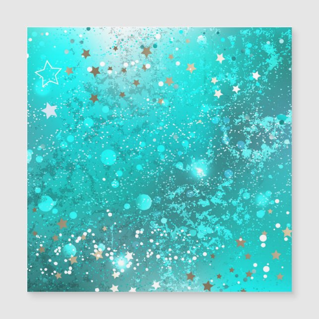 Mint Turquoise Foil Hintergrund Magneteinladung (Vorderseite)