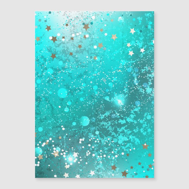 Mint Turquoise Foil Hintergrund Magneteinladung (Vorderseite)