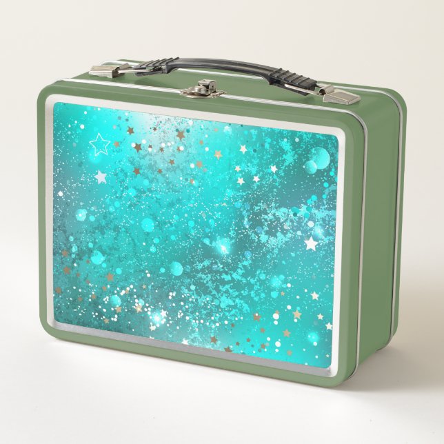 Mint Turquoise Foil Hintergrund Metall Brotdose (Vorderseite)