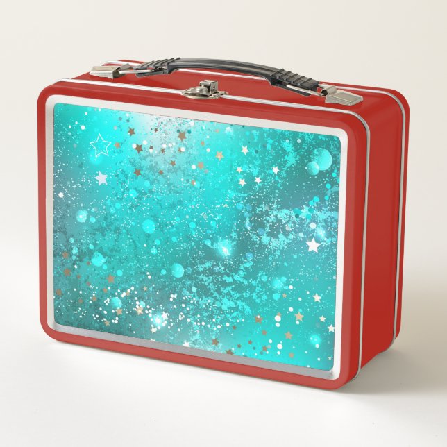 Mint Turquoise Foil Hintergrund Metall Brotdose (Vorderseite)