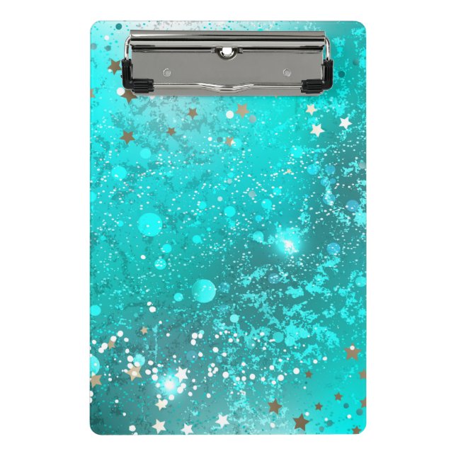 Mint Turquoise Foil Hintergrund Mini Klemmbrett (Vorderseite)