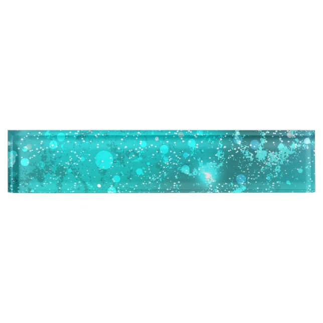 Mint Turquoise Foil Hintergrund Namensplakette (Vorderseite)