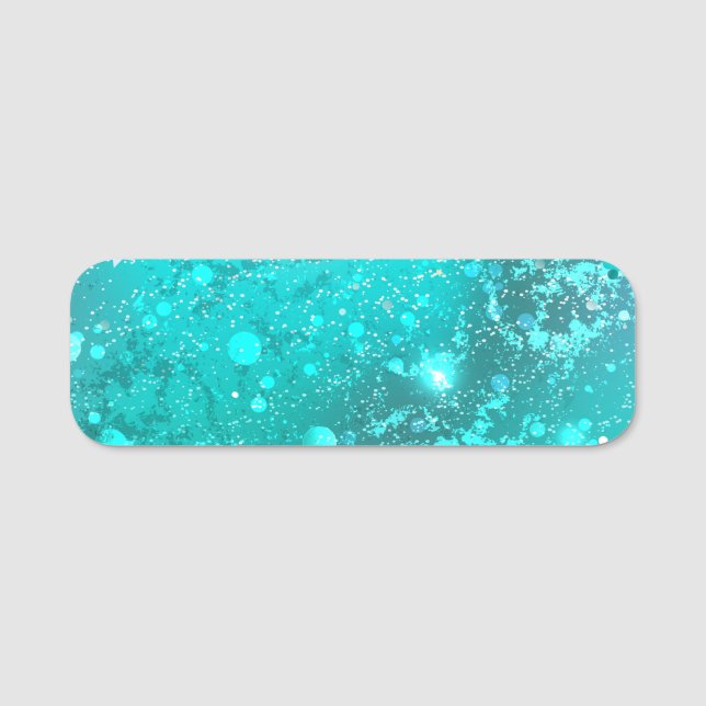 Mint Turquoise Foil Hintergrund Namensschild (Vorderseite)