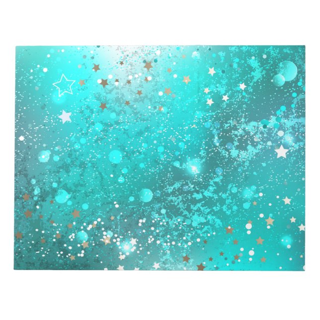 Mint Turquoise Foil Hintergrund Notizblock (Vorderseite)