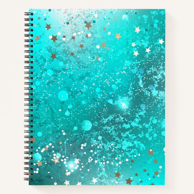 Mint Turquoise Foil Hintergrund Notizbuch (Vorderseite)