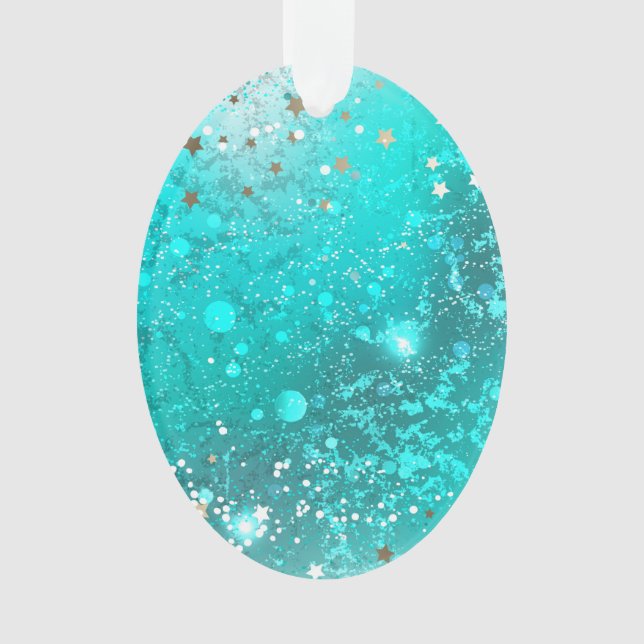 Mint Turquoise Foil Hintergrund Ornament (Vorderseite)