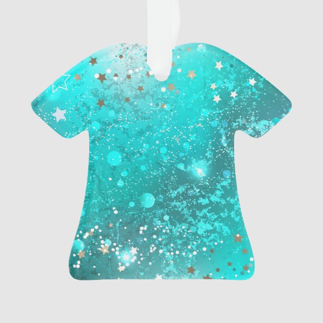 Mint Turquoise Foil Hintergrund Ornament (Vorderseite)