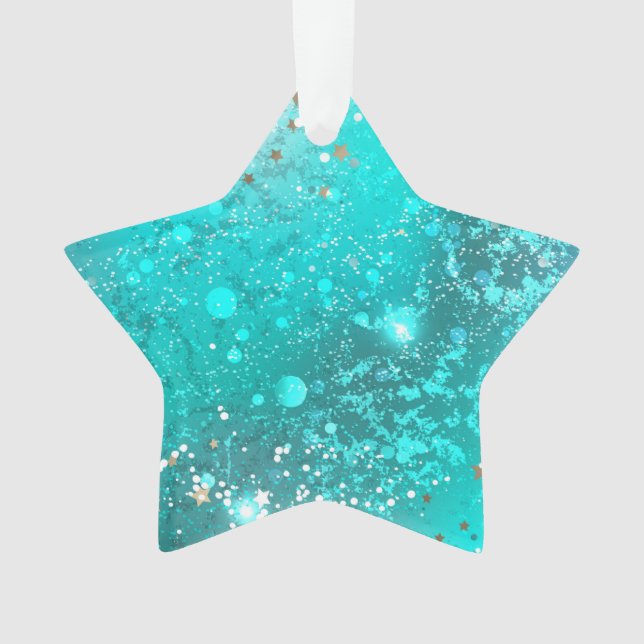 Mint Turquoise Foil Hintergrund Ornament (Vorderseite)