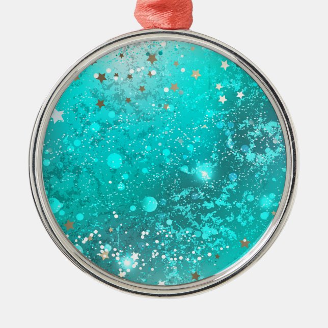 Mint Turquoise Foil Hintergrund Ornament Aus Metall (Vorne)