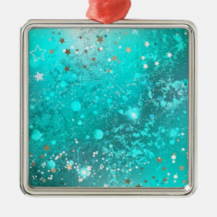Mint Turquoise Foil Hintergrund Ornament Aus Metall