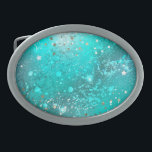 Mint Turquoise Foil Hintergrund Ovale Gürtelschnalle<br><div class="desc">Abstrakter Hintergrund türkisfarbener,  zerfallener,  texturierter Folie.</div>
