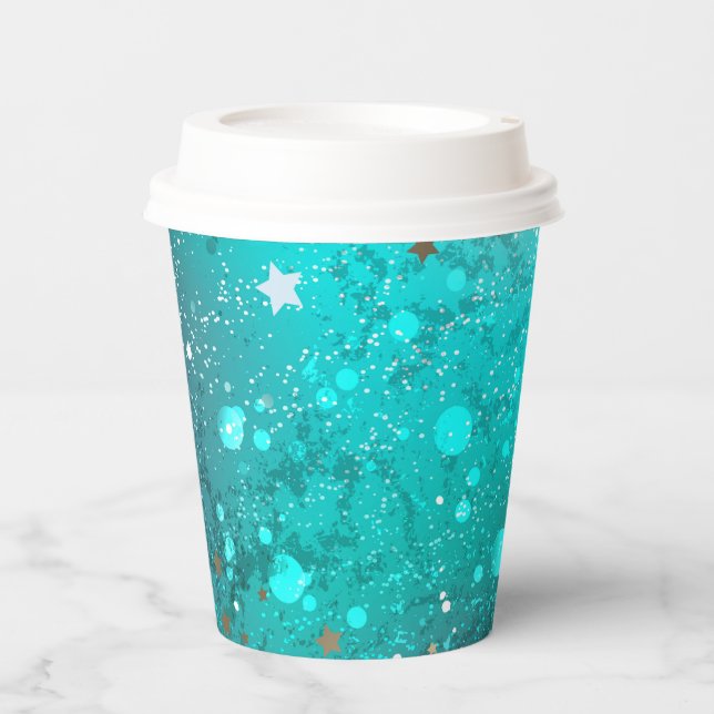Mint Turquoise Foil Hintergrund Pappbecher (Vorderseite)