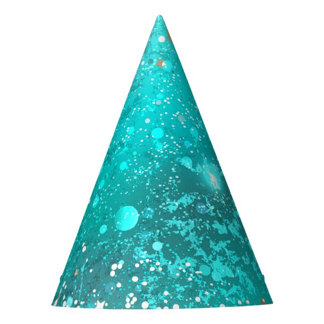 Mint Turquoise Foil Hintergrund Partyhütchen (Vorderseite)