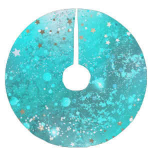 Mint Turquoise Foil Hintergrund Polyester Weihnachtsbaumdecke
