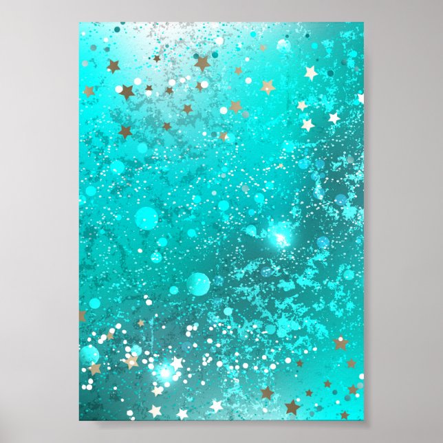 Mint Turquoise Foil Hintergrund Poster (Vorne)
