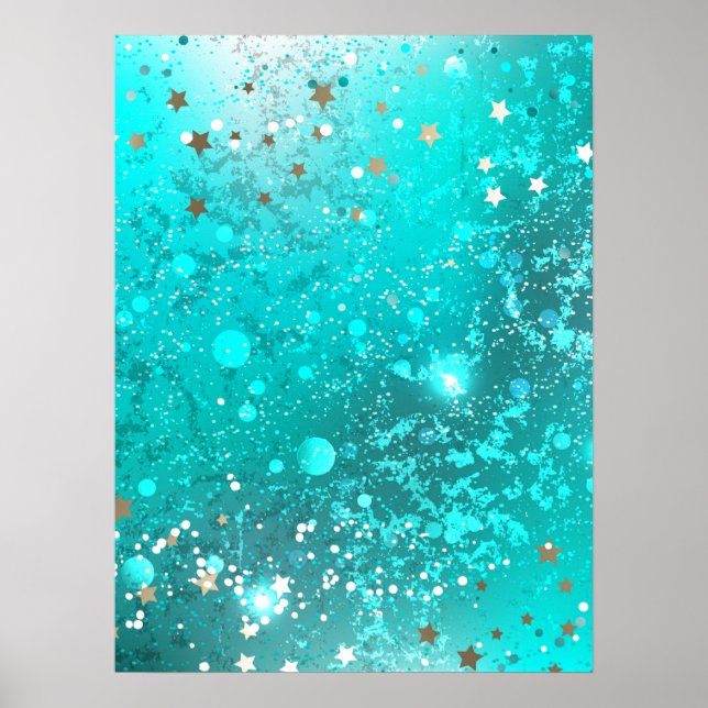 Mint Turquoise Foil Hintergrund Poster (Vorne)