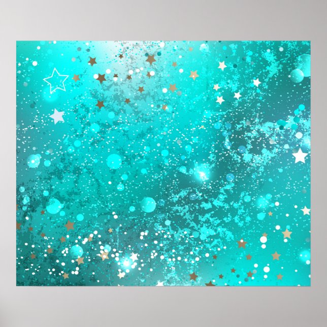 Mint Turquoise Foil Hintergrund Poster (Vorne)