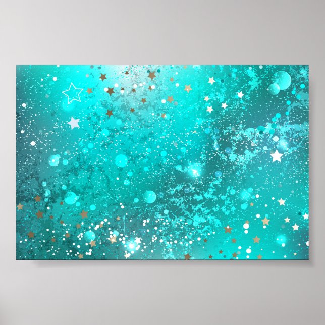 Mint Turquoise Foil Hintergrund Poster (Vorne)
