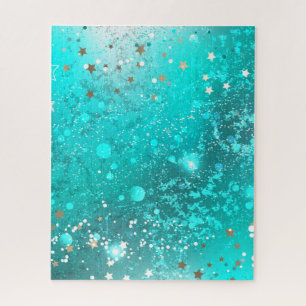 Mint Turquoise Foil Hintergrund Puzzle