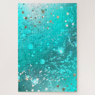 Mint Turquoise Foil Hintergrund Puzzle