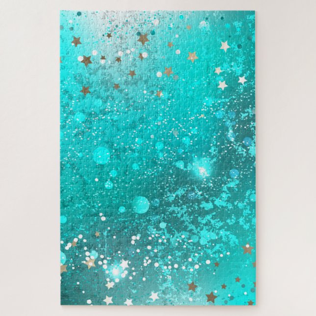 Mint Turquoise Foil Hintergrund Puzzle (Vertikal)