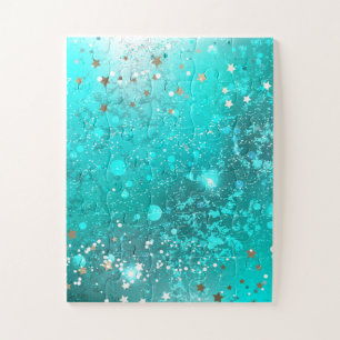 Mint Turquoise Foil Hintergrund Puzzle