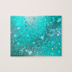 Mint Turquoise Foil Hintergrund Puzzle