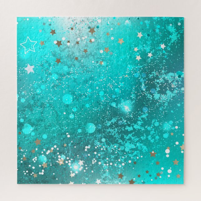 Mint Turquoise Foil Hintergrund Puzzle (Vertikal)