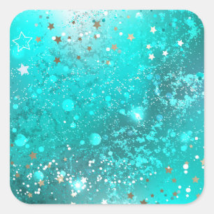 Mint Turquoise Foil Hintergrund Quadratischer Aufkleber
