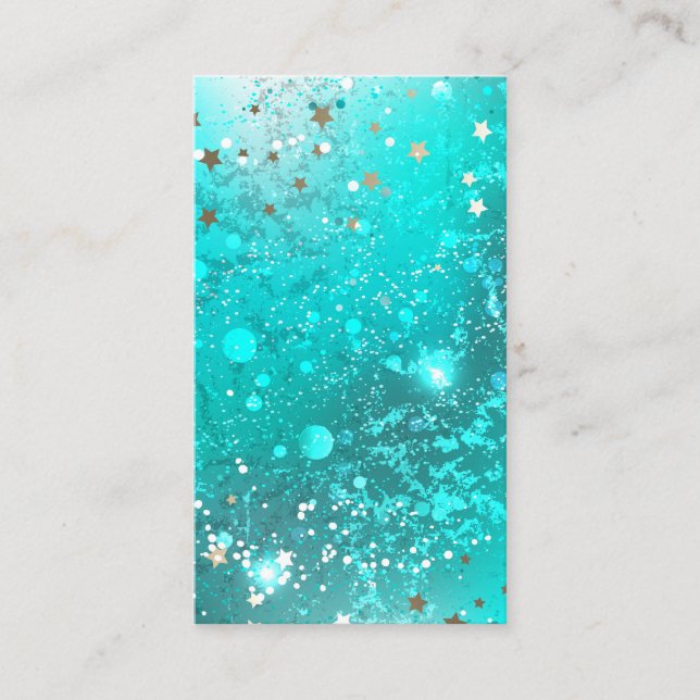 Mint Turquoise Foil Hintergrund Rabattkarte (Vorderseite)