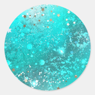 Mint Turquoise Foil Hintergrund Runder Aufkleber