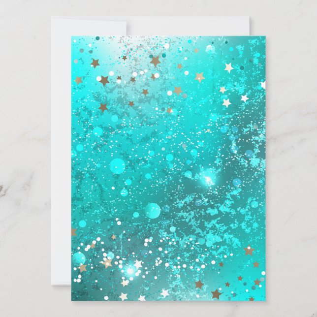 Mint Turquoise Foil Hintergrund Save The Date (Vorderseite)